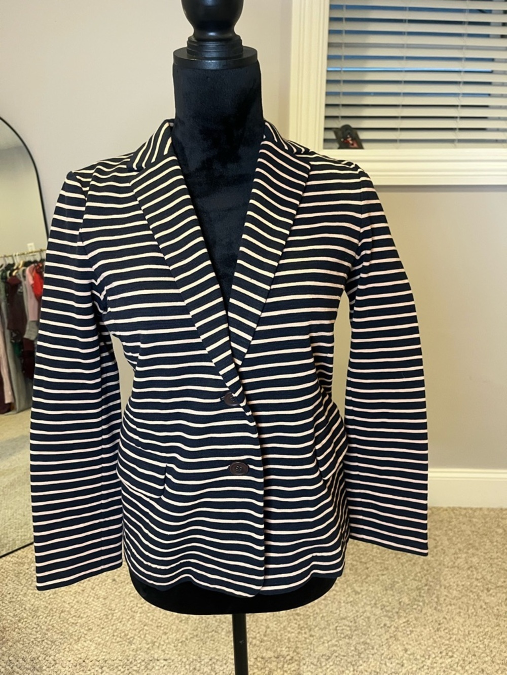 NWT J. Crew Striped Black and Tan Women's Blazer- Small